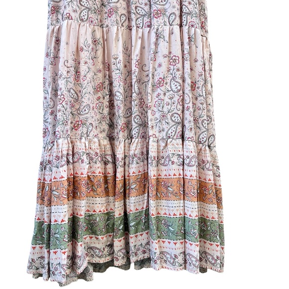 In Loom Women’s Cream Floral Tiered Maxi Dress Size Medium‎ Boho Romantic - Picture 4 of 7